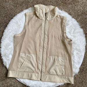 Weekends by Chico’s Vest Full Zip Lightweight Tan Gold Mesh Women Large Chicos 2